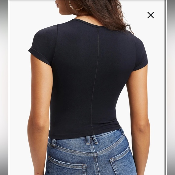 Revolve Good American Lightweight So Soft Sculpted T-Shirt Black Basic Staple‎ - Picture 2 of 11